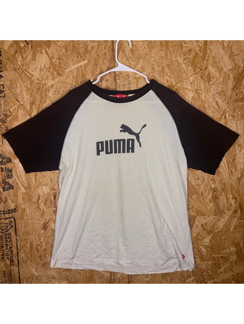 Puma Mens White Black Raglan Short Sleeve T Shirt